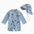 thumbnail image 1 of Xudanell Baby/Toddler Boy Rash Guard Swimsuit Long Sleeve One Piece Zipper Swimwear Sunsuit Infant Bathing Suit Beachwear Grey for Size 18-24 Months, 1 of 7