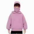 thumbnail image 1 of Xudanell Balaclava Hoodie for Boys Girls Kids Windproof Ski Mask Hoodies Oversized Full Zip Sweatshirt Jacket with Pockets (10-11 Years, Pink), 1 of 8