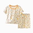 thumbnail image 1 of Xudanell Bamboo Viscose Toddler Animal Pajamas Girls Cool Short Summer 12M-8Y Snug fit Pjs Set 2pcs (7-8 Years,Yellow), 1 of 3