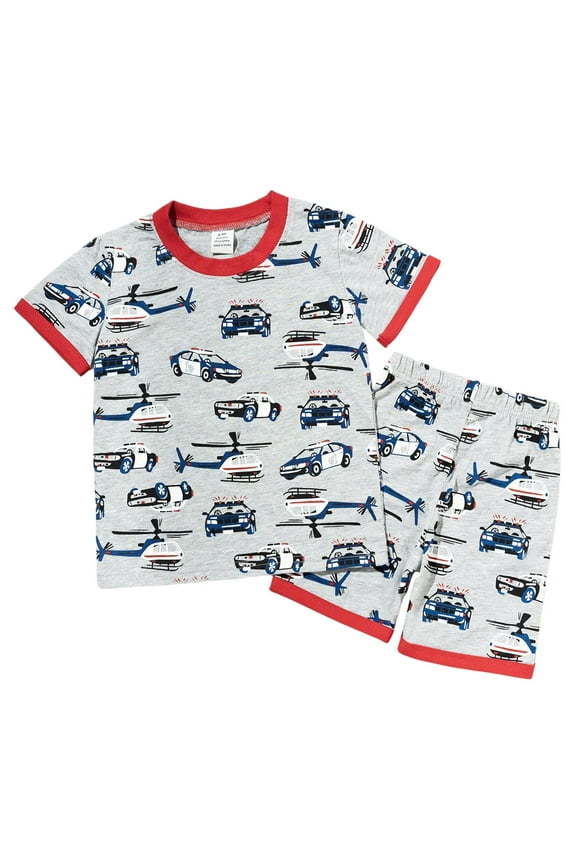 Bamboo Viscose Toddler Car Pajamas Boys Girls Kids Short Cool Summer 12M-8Y Snug fit Pjs Set 2pcs (Red, 5-6 Years)