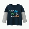 thumbnail image 1 of Xudanell Baseball Shirts for Boys Dinosaur Print Long Sleeve Blouse Fall Tops Newborn Boy Cartoon Clothes Navy 4-5 Years, 1 of 8