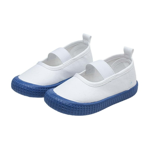 Xudanell Basketball Shoes Flat Bao Head One Foot off Unisex Girl Canvas Shoes Simple Toddler Boy Shoes Blue