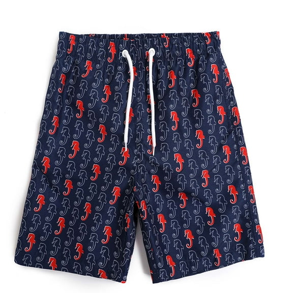 Xudanell Big Boys Swim Trunks - Kids Sailboat Fish Dinosaur Print Board Shorts Child's Casual Loose Shorts Five-Minute Swimming Boxers