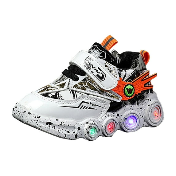 Xudanell Big Kids Sneakers Trendy Lightweight Children Leather Covered Car Shaped Sneakers Shoes for Boys White