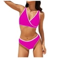 thumbnail image 1 of Xudanell Bikini Set for Women Two Piece Swimsuit V Neck Triangle Top Wide Straps Cross Back Lace up Mid Rise Sexy Swimwear (Pink,S), 1 of 9