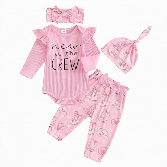 Xudanell Birthday Girl Outfit Long Romper Floral Print Pants Set Newborn Baby Girl Outfit