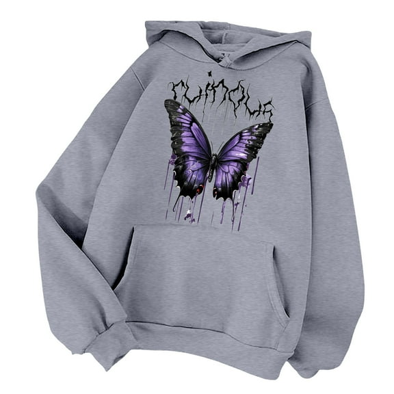 Xudanell Black Hoodies Woman Autumn Loose Pullover Sweatshirt Fleece Lined Womens Casual Oversized Hoodie Grey XL