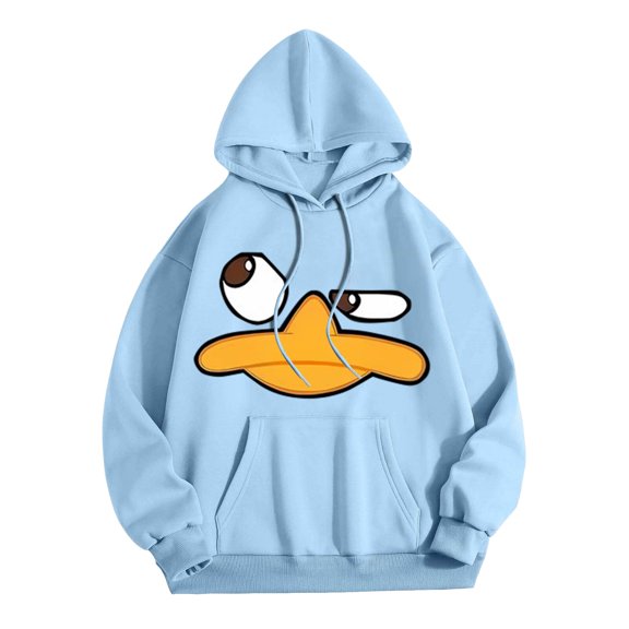 Xudanell Black Hoodies Woman Cute Hooded Sweatshirt Solid Color Wide Hoodie Womens Clothes Light Blue M