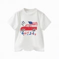 thumbnail image 1 of Xudanell Boy 4th of July Shirt Flag Trucks Printed Patriotic Summer Formal Shirt with Crewneck for Independence Day, 1 of 1