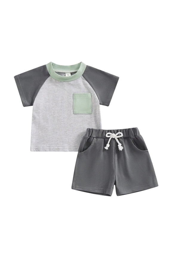 3t Boys Summer Clothes Baby Sport Solid Color Contrast T Shirts Shorts Plus Size Summer Outfits 12-18 Months Grey