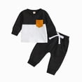 thumbnail image 1 of Xudanell Boy Baby Clothes Boys Winter Outfits Color Block Sweatshirt Pullover Tops Pants My First Christmas My First Birthday Outfit 18-24 Months, 1 of 8