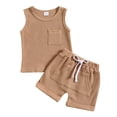 thumbnail image 1 of Xudanell Boy Baby Sleeveless Clothes Kids Jogging Lace up Shorts Suits Toddler Suit for Boys 6-12 Months, 1 of 8