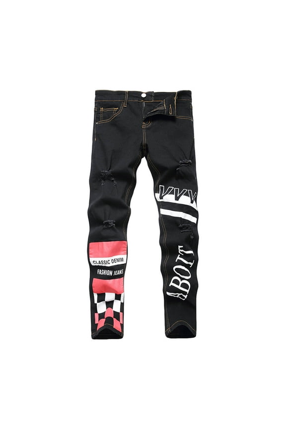Boy's Skinny Fit Ripped Destroyed Distressed Stretch Stylish Fashion Denim Jeans Pants (Watermelon Red, 12-13 Years)