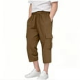 thumbnail image 1 of Xudanell Boys Athletic Pants Boys Cargo Long Shorts Wide Leg Biker Shorts with Pockets, 1 of 6
