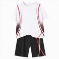 thumbnail image 1 of Xudanell Boys Athletic Summer Outfits Kids Quick Dry Breathable Soccer Jersey Outfit Toddler Sports Top Shorts 2 Piece Workout Set (White, 11-12 Years), 1 of 6