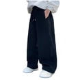 thumbnail image 1 of Xudanell Boys Baggy Sweatpants Straight Leg Open Bottom Casual Sweat Pants Elastic Waist Joggers Pants with Pockets Fall Winter (5-6 Years, Black), 1 of 9