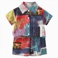 thumbnail image 1 of Xudanell Boys Beach Outfit Boys Summer Outfits Button Down Short Sleeve Shirt and Shorts 2 Piece Short Set Casual Clothes 12M-14Y (Dark Blue, 2-3 Years), 1 of 7