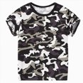 thumbnail image 1 of Xudanell Boys Camo Shirts Short Sleeve Baby Boy Tee Shirt With Camouflagess Printed Relaxed Fit Everyday Casual Grey 3-4 Years, 1 of 5