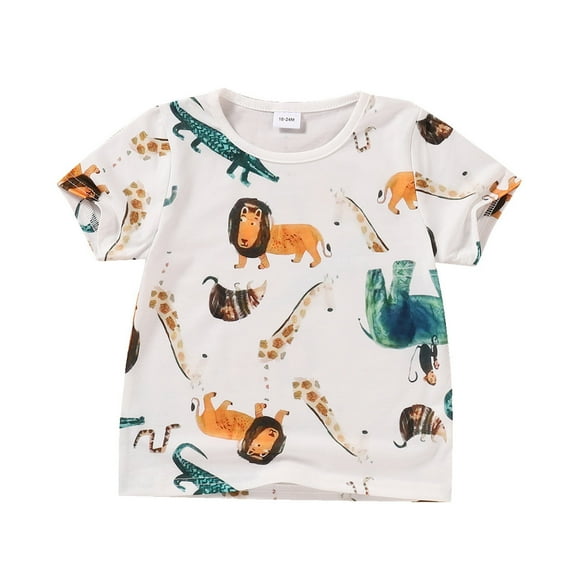 Xudanell Boys Cool Shirts Animal Print Short Sleeved Shirt All Day Play Tee Soft Shirt for School