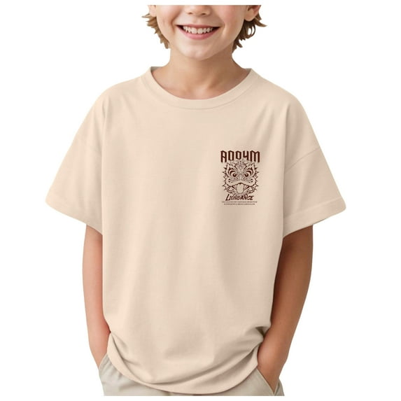 Xudanell Boys Dress Shirts Summer T Shirt for Girl Baby Versatile Short Sleeved Solid Color Printed Top Boys Hawaiian Shirt