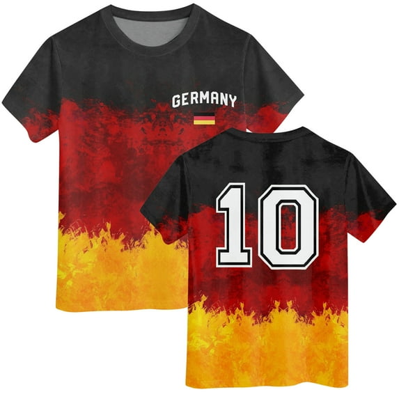Xudanell Boys Football Shirt Pullover Flag Digital Printing Summer Tee Girls Boys Shirts Size 10-12