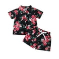 thumbnail image 1 of Xudanell Boys Hawaii Shirts and Shorts Outfit Sets Tropical Seaside Print Summer Button Down Kids Beach Vacation Clothes Black 2-3 Years, 1 of 6