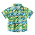 thumbnail image 1 of Xudanell Boys Hawaiian Shirt Floral Button Tees Soccer Shirts for Boys Toddler Shirts for Holiday Green 2-3 Years, 1 of 7