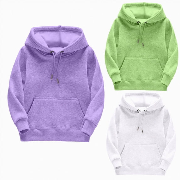 Xudanell Boys' Hooded Sweatshirt - 100% Cotton,Lightweight Long Sleeve Hoodie with Pocket for School & Casual Wear Purple,Size 10-12 Years
