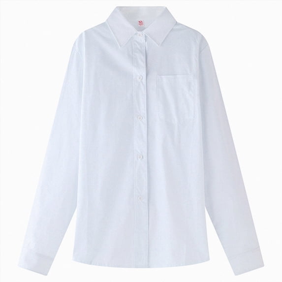 Xudanell Boys Long Sleeve Dress Shirts Kids Classic Collared Button-Down Shirt School Uniform Shirts (White,12-13 Years)