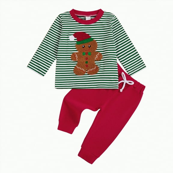 Xudanell Boys Outfits My First Christmas Baby Boy Outfit Santa Pattern Sweatshirt and Plaid Pants Toddler Suit
