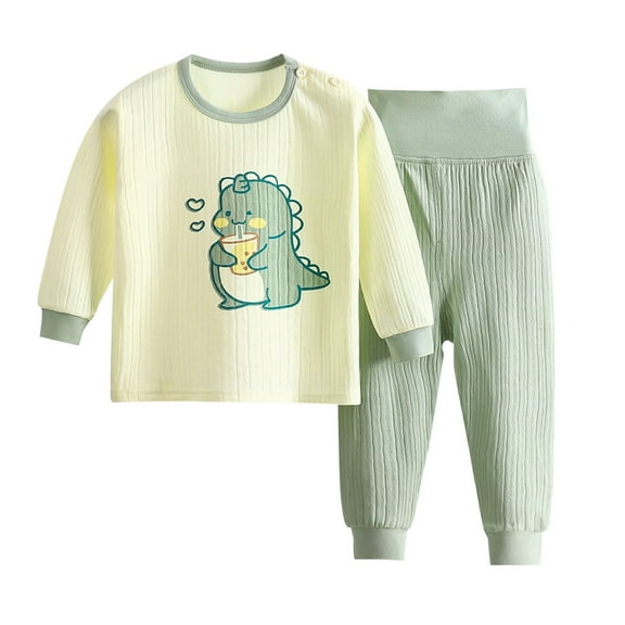 Xudanell Boys Outfits for Girls 10-12 High Waist Trousers Cute Casual Pattern Two Piece Set Baby Boy Winter Clothes Mint Green 12-18 Months