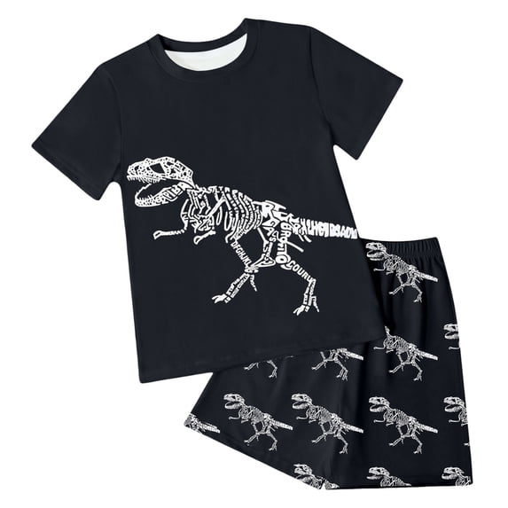 Xudanell Boys Pajamas 100% Cotton Planet Pjs Toddler 2 Piece Short Sleeve Sleepwear Summer Kids Clothes Set 3t-10t (Black, 11-12 Years)