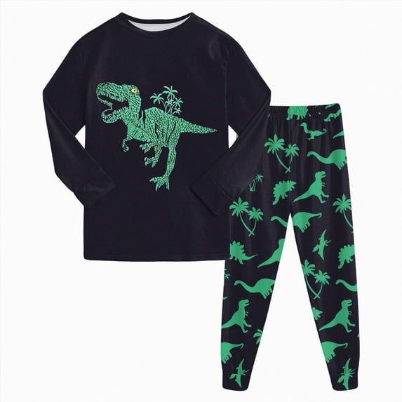 Xudanell Boys Pajamas 100% Cotton Planet Pjs Toddler 2 Piece Sleepwear Kids Clothes Set Size 3t -10t Green,Size 2-3 Years