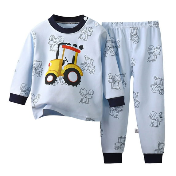 Xudanell Boys Pajamas 100% Cotton Toddler Clothes Set Planet Dinosaur Long Sleeve Sleepwear 2 Piece Kids Pjs Size 3-10 Years (Dark Blue, 5-6 Years)