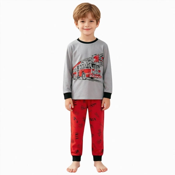 Xudanell Boys Pajamas 100% Cotton Toddler Clothes Set Planet Dinosaur Long Sleeve Sleepwear 2 Piece Kids Pjs Size 3-10 Years Watermelon Red,Size 7-8 Years