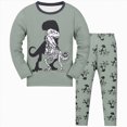 thumbnail image 1 of Xudanell Boys Pajamas 100% Cotton Truck Pjs Toddler 2 Piece Sleepwear Kids Winter Clothes Set Army Green for Size 4-5 Years, 1 of 3