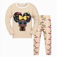 thumbnail image 1 of Xudanell Boys Pajamas 100% Cotton Truck Pjs Toddler 2 Piece Sleepwear Kids Winter Clothes Set Beige for Size 4-5 Years, 1 of 4