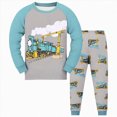 thumbnail image 1 of Xudanell Boys Pajamas 100% Cotton Truck Pjs Toddler 2 Piece Sleepwear Kids Winter Clothes Set Sky Blue for Size 3-4 Years, 1 of 4
