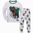 thumbnail image 1 of Xudanell Boys Pajamas 100% Cotton Truck Pjs Toddler 2 Piece Sleepwear Kids Winter Clothes Set White for Size 7-8 Years, 1 of 3