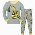 thumbnail image 1 of Xudanell Boys Pajamas 100% Cotton Truck Pjs Toddler 2 Piece Sleepwear Kids Winter Clothes Set Yellow for Size 7-8 Years, 1 of 4