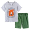 thumbnail image 1 of Xudanell Boys Pajamas Toddler Boys Summer Pajamas Dinosaur 2 Piece Short Sleeves Boy Pjs Kids Sleepwear Size 3-8 Years (Green, 3-4 Years), 1 of 4
