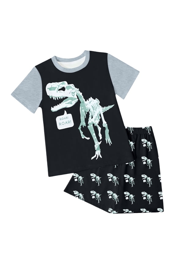 Boys Pajamas Toddler Boys Summer Pajamas Dinosaur 2 Piece Short Sleeves Boy Pjs Kids Sleepwear Size 3-8 Years (Mint Green, 3-4 Years)