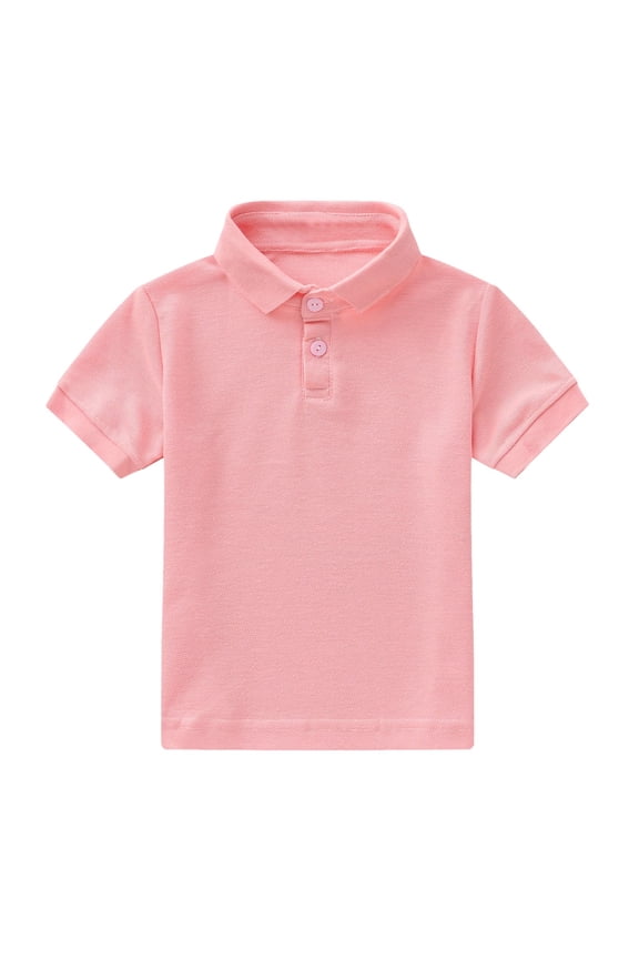 Boys Pique Polo Shirts for Toddler Short Sleeve Stripe Plain 1-9 Years (Pink, 2-3 Years)