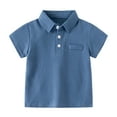 thumbnail image 1 of Xudanell Boys Polo Shirt Collared Button Down Tshirt Solid Top White Button up Shirt Boys Sky Blue 4-5 Years, 1 of 4