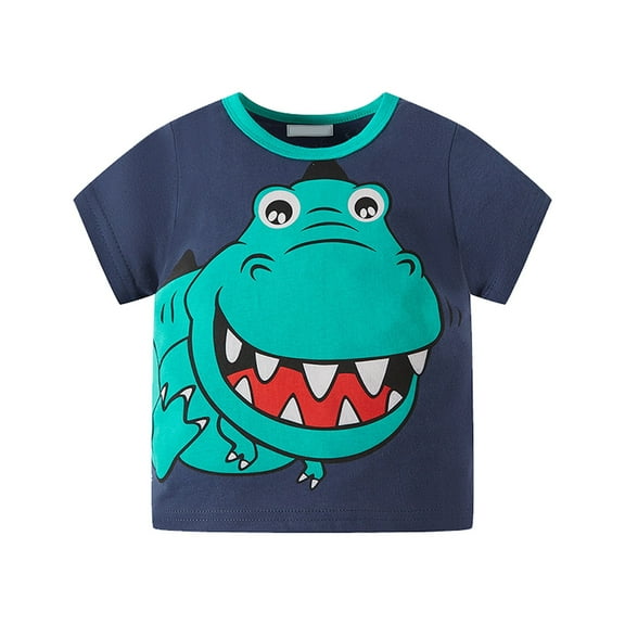 Xudanell Boys Printed Character Tees Dinosaur Graphic Short Sleeve Shirts for Boys Birthday Party