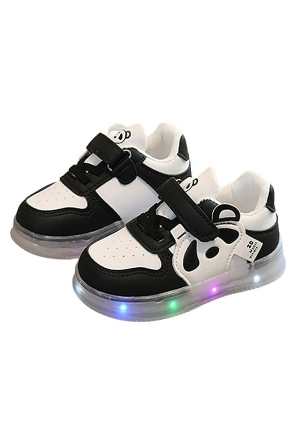 Boys Running Shoes Hook Loop Flat Shoes Panda Girls Shoes Boys Black Dress Shoes Black