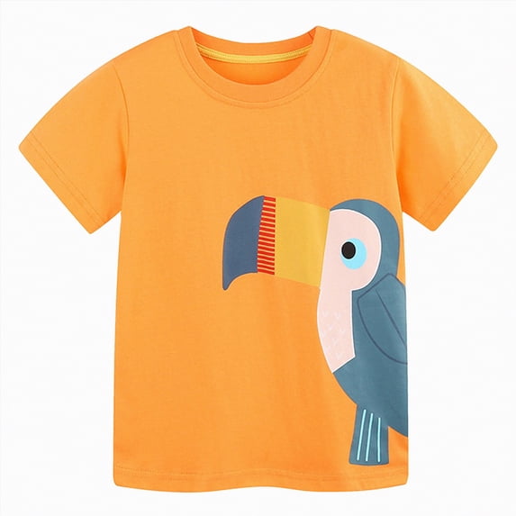 Xudanell Boys Shirt Size 2-8 Years Graphic Tees Baby Hawai Clothes Boy Athletic Shirts Dinosaur Printed