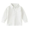 thumbnail image 1 of Xudanell Boys Shirts Solid Color Plain School Tops Long Sleeve Boys Uniform Shirts with Button for Baby, 1 of 4