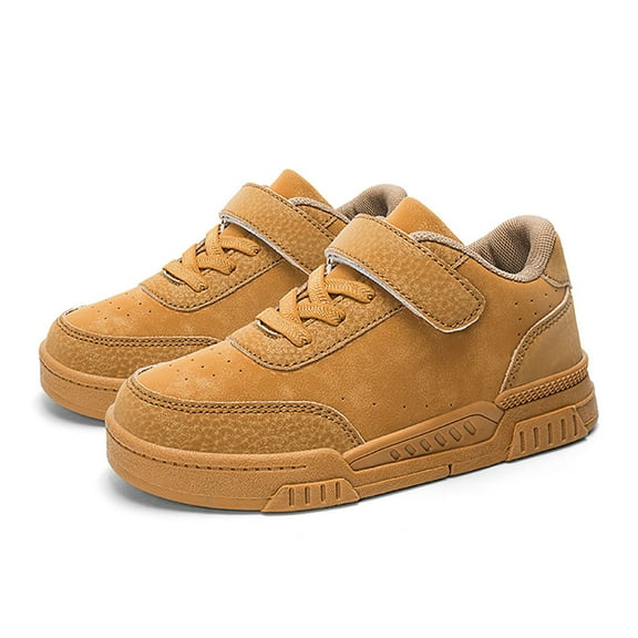 Xudanell Boys Shoes Leather Solid Color Board Shoes Small White Shoes Small Black Shoes Boys Sneakers Khaki
