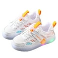 thumbnail image 1 of Xudanell Boys Shoes Size 1 Easy on Unisex Child Elastic Lace Sneaker Light up Sneakers for Boys White, 1 of 8